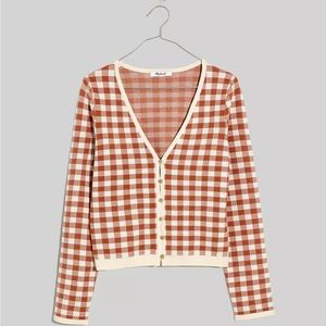 Madewell Carmon Crop Cardigan in Gingham Check XXS NWT